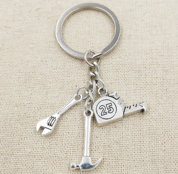 Wrench hammer ruler alloy keychain