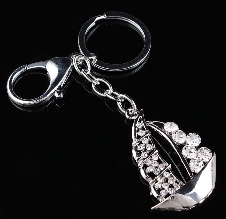 rhinestone sailboat keychain