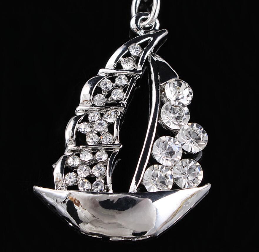 rhinestone sailboat keychain