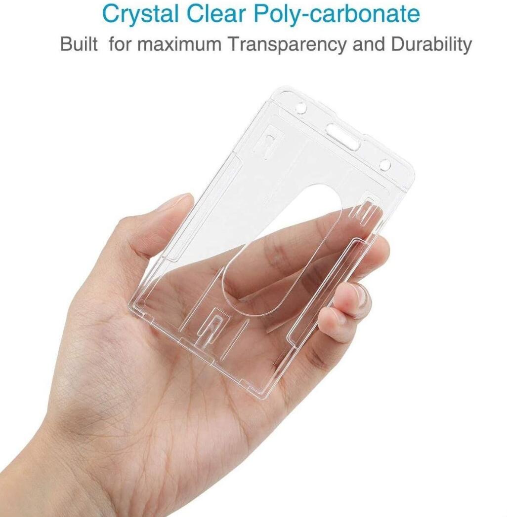 Easy-to-pull dual-purpose transparent double card slot ID card holder