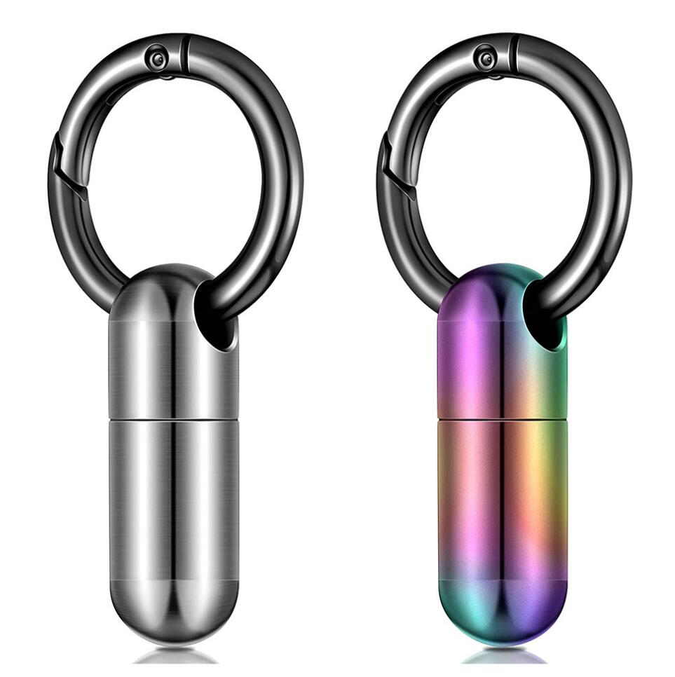 Waterproof Titanium Alloy Capsule Pill Box Keychain