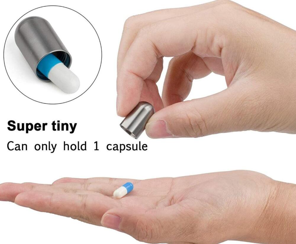 Waterproof Titanium Alloy Capsule Pill Box Keychain