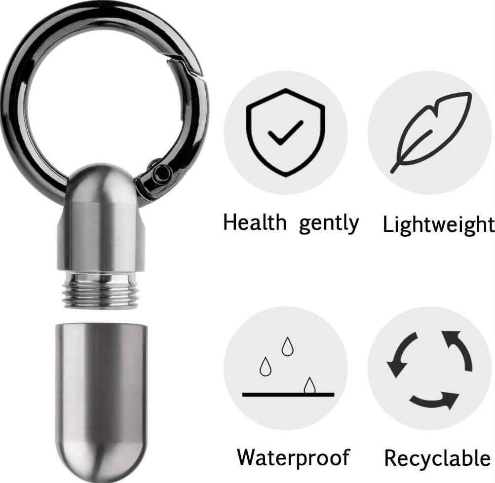 Waterproof Titanium Alloy Capsule Pill Box Keychain