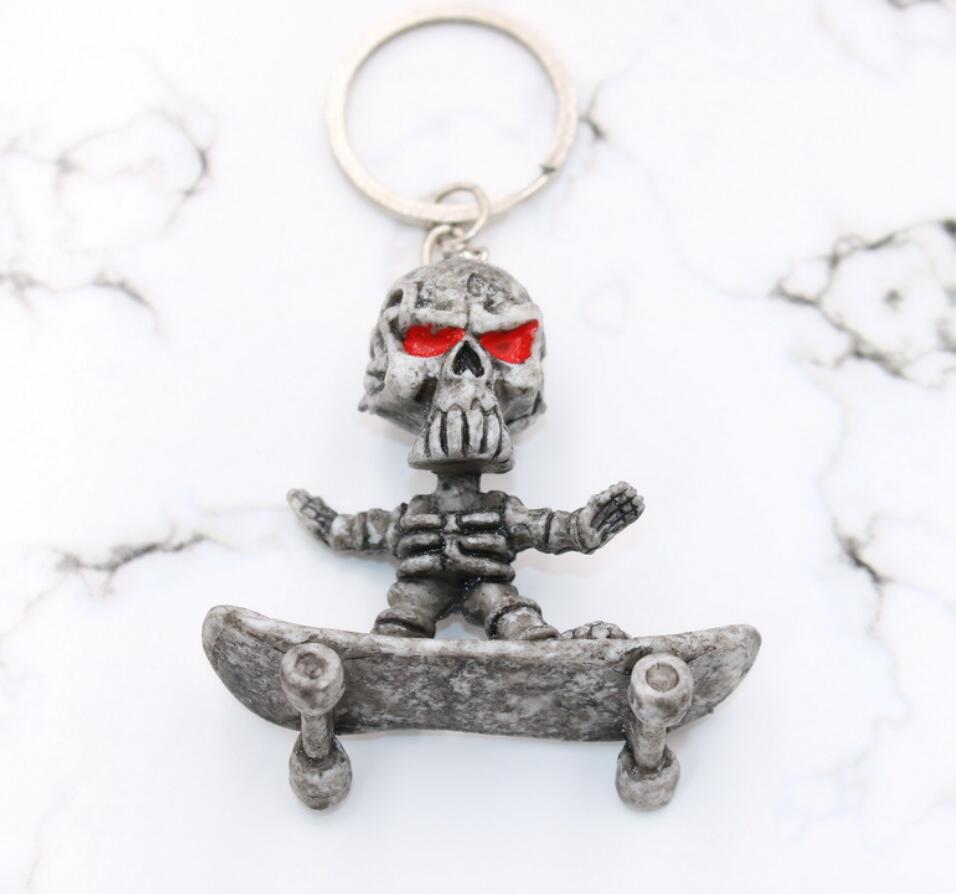 Skateboard Skeleton Keychain