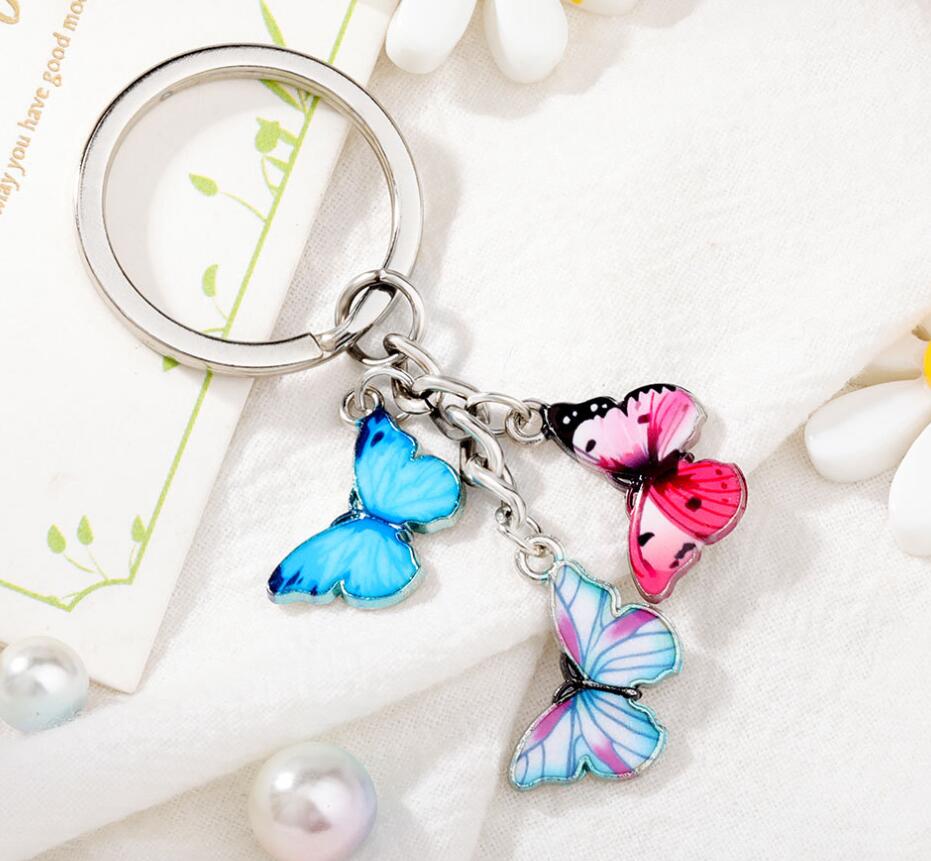 Alloy Enamel Colorful Butterfly Keychain