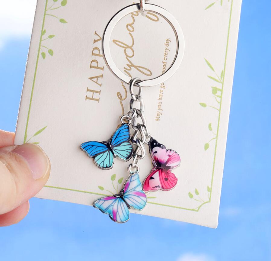 Alloy Enamel Colorful Butterfly Keychain