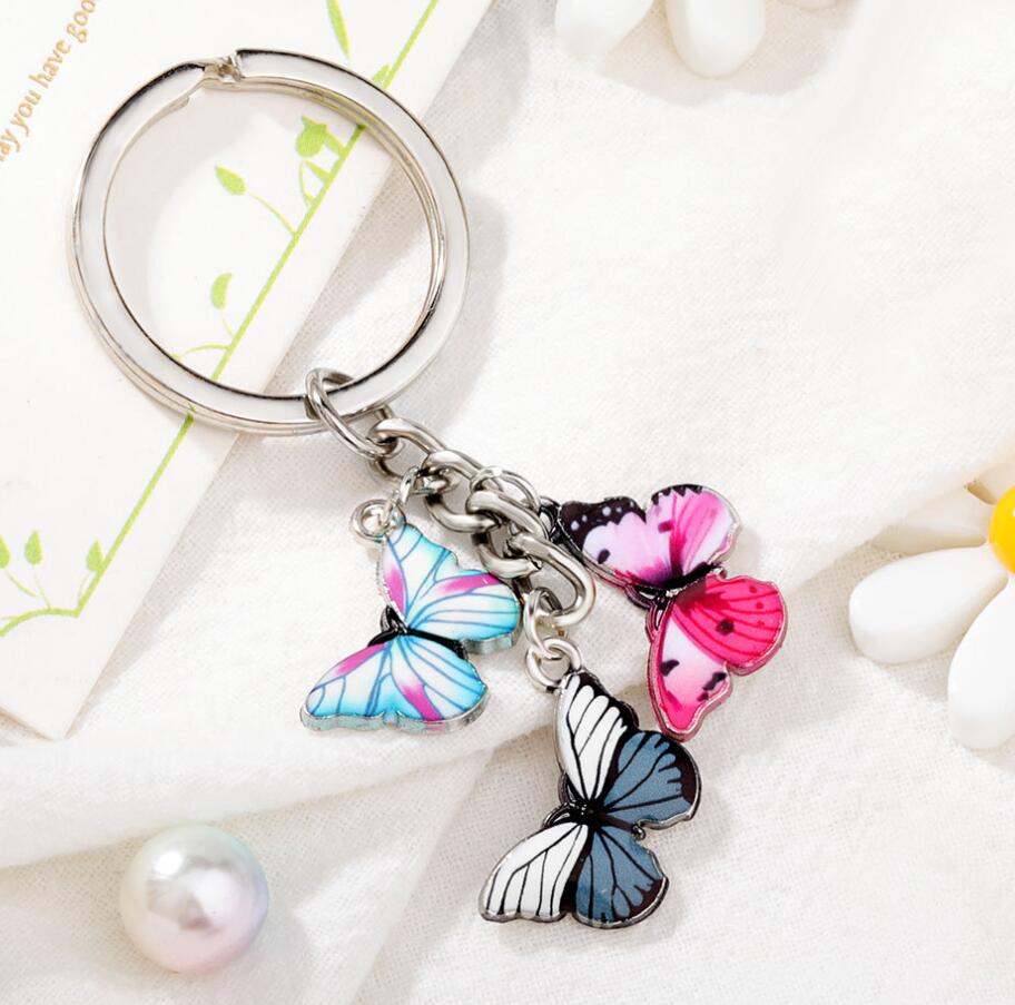 Alloy Enamel Colorful Butterfly Keychain