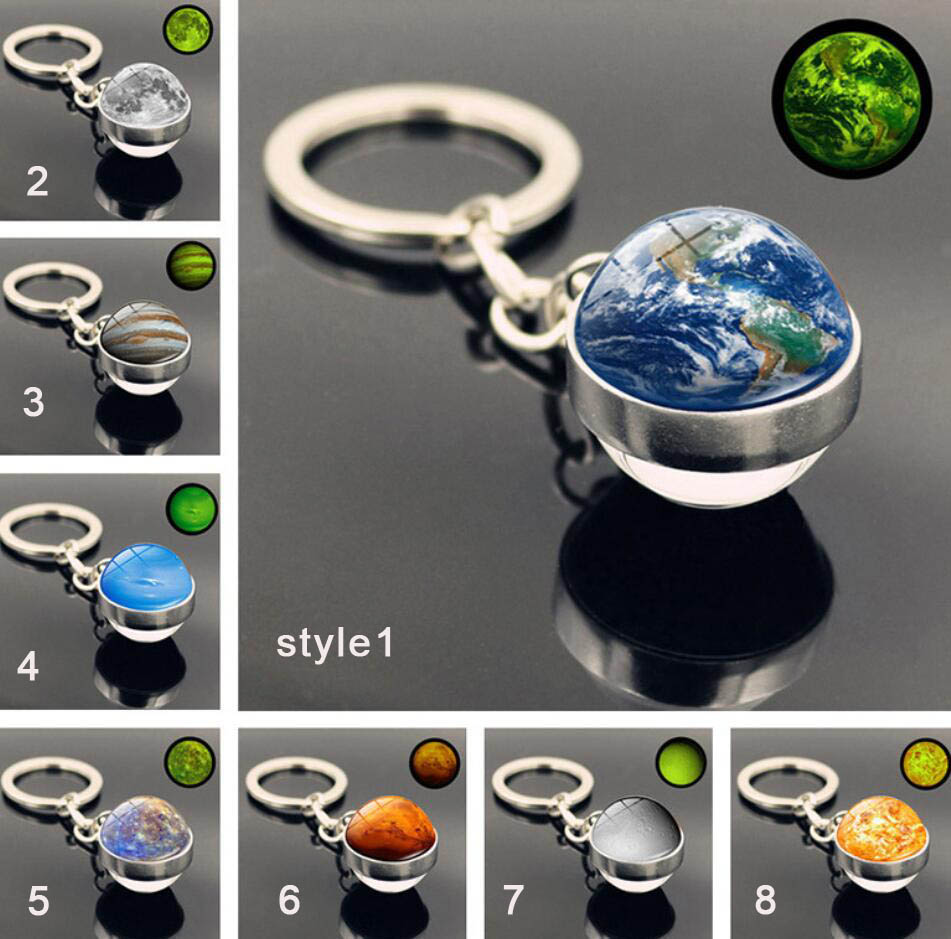 star earth moon planet keychain