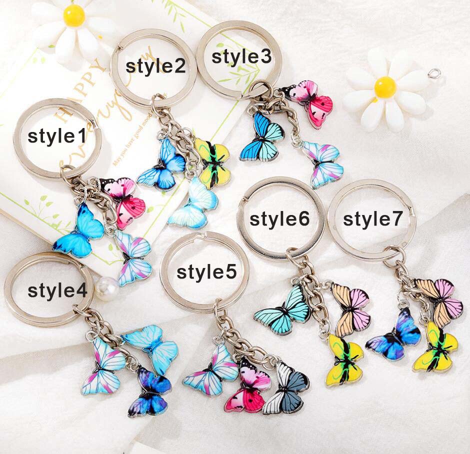Alloy Enamel Colorful Butterfly Keychain