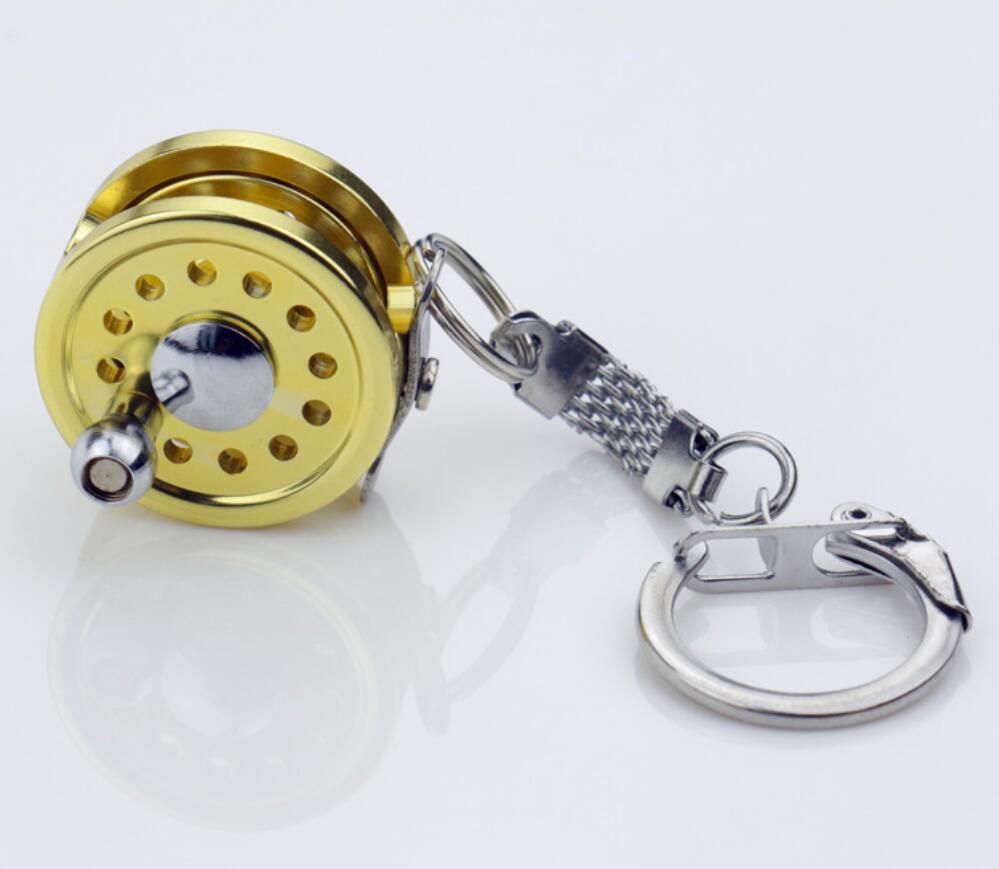Mini fishing reel keychain