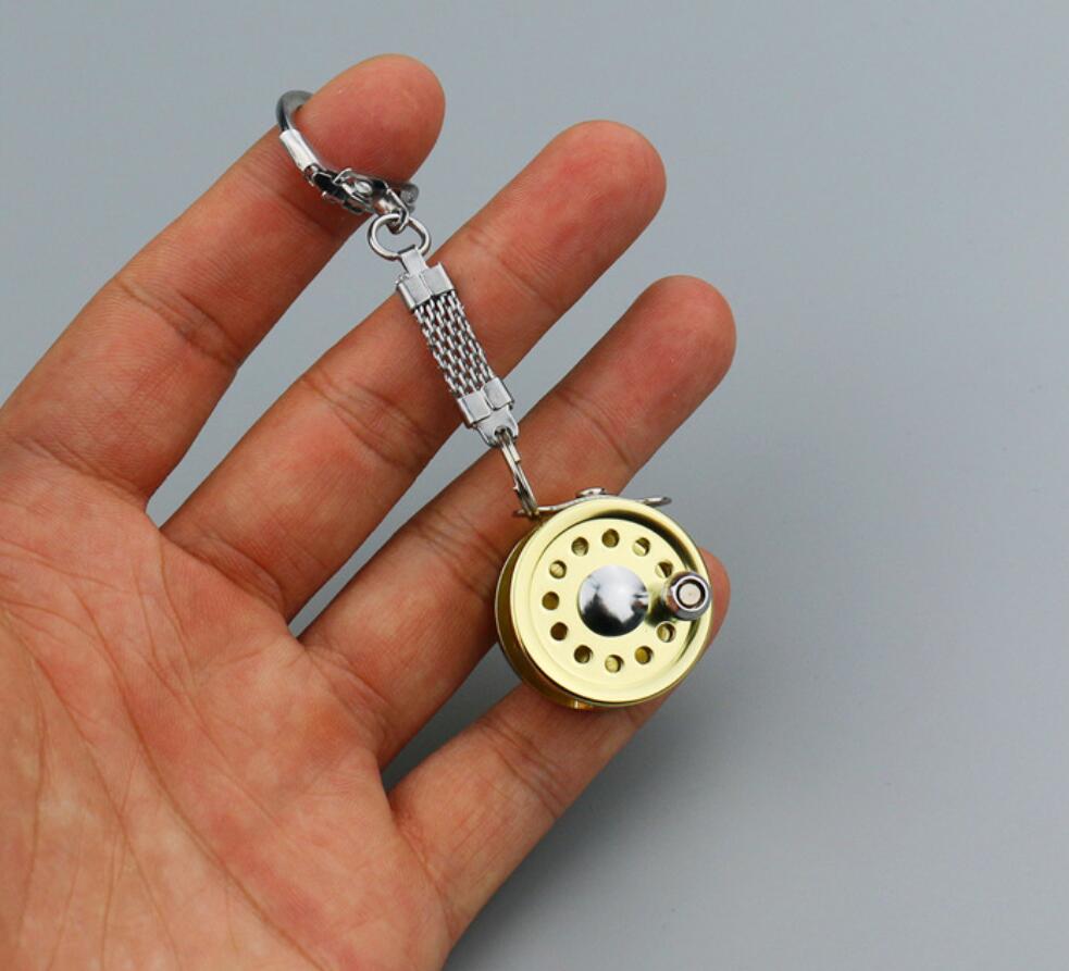 Mini fishing reel keychain