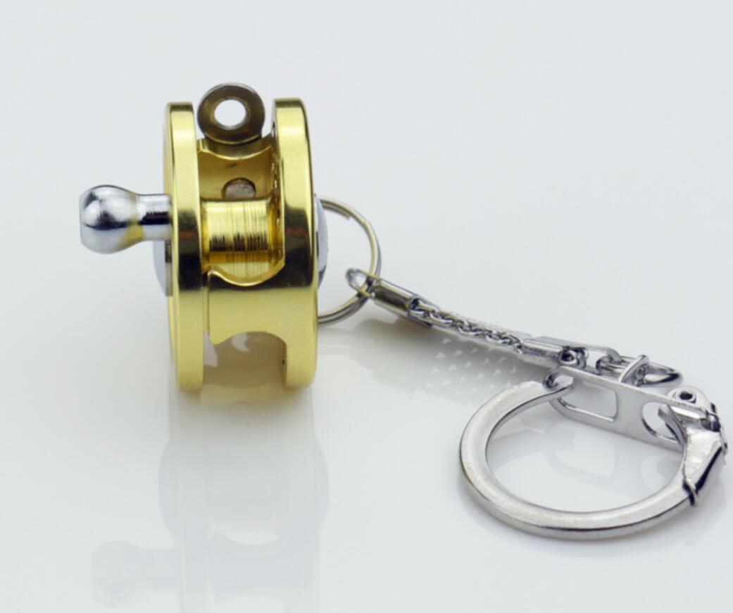 Mini fishing reel keychain