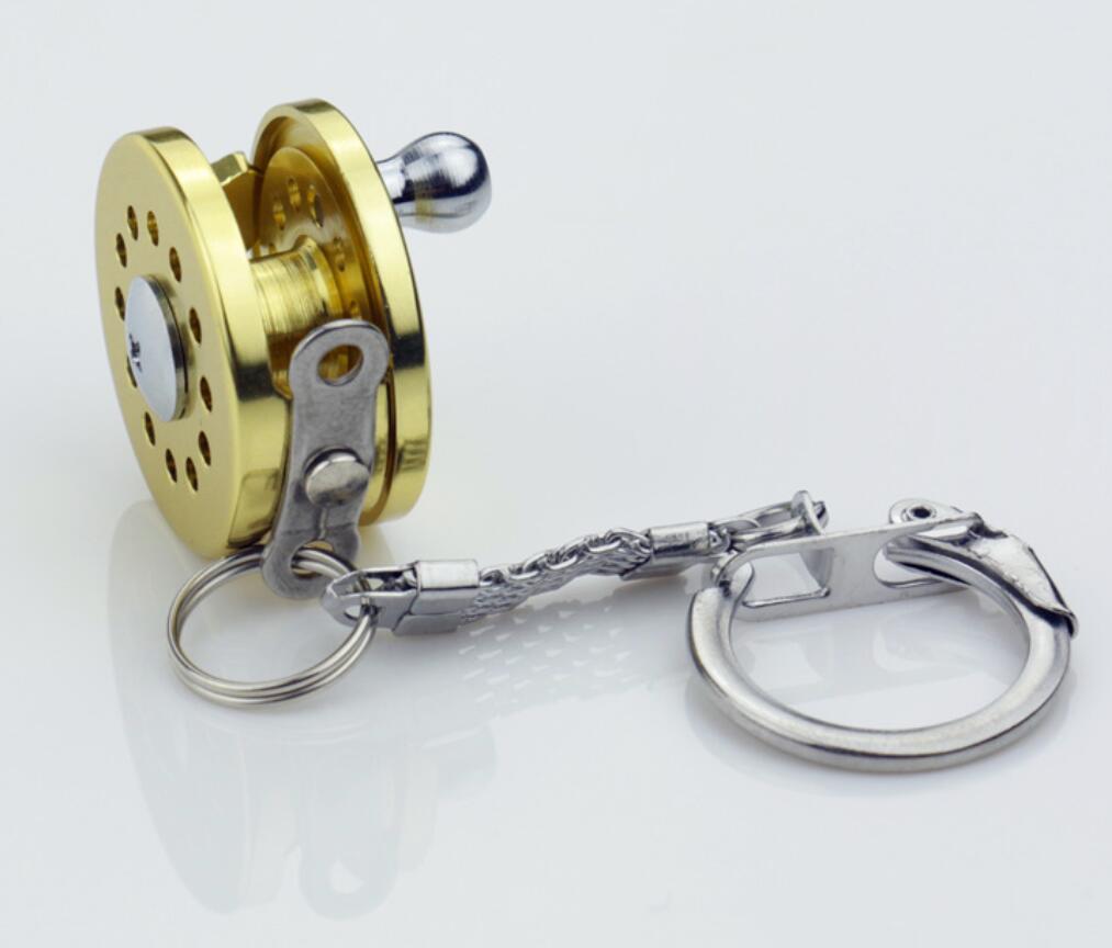 Mini fishing reel keychain
