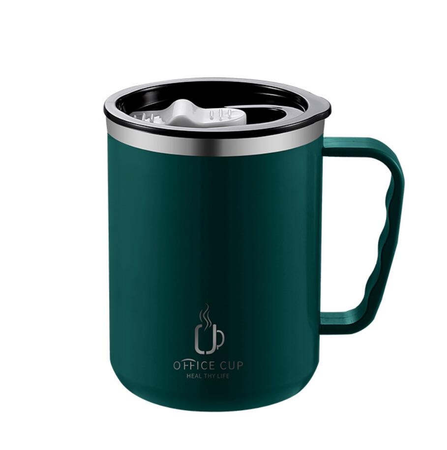 Double wall stainless steel coffee cup with handle