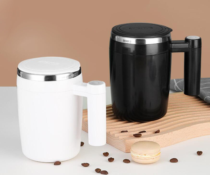 Automatic stirring stainless steel coffee mug