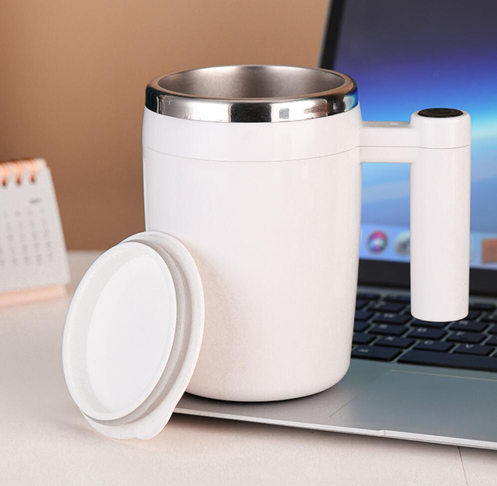 Automatic stirring stainless steel coffee mug