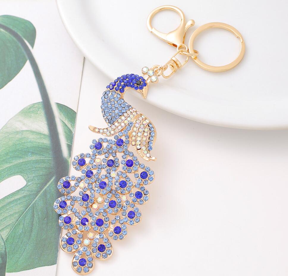 Rhinestone Peacock Keychain