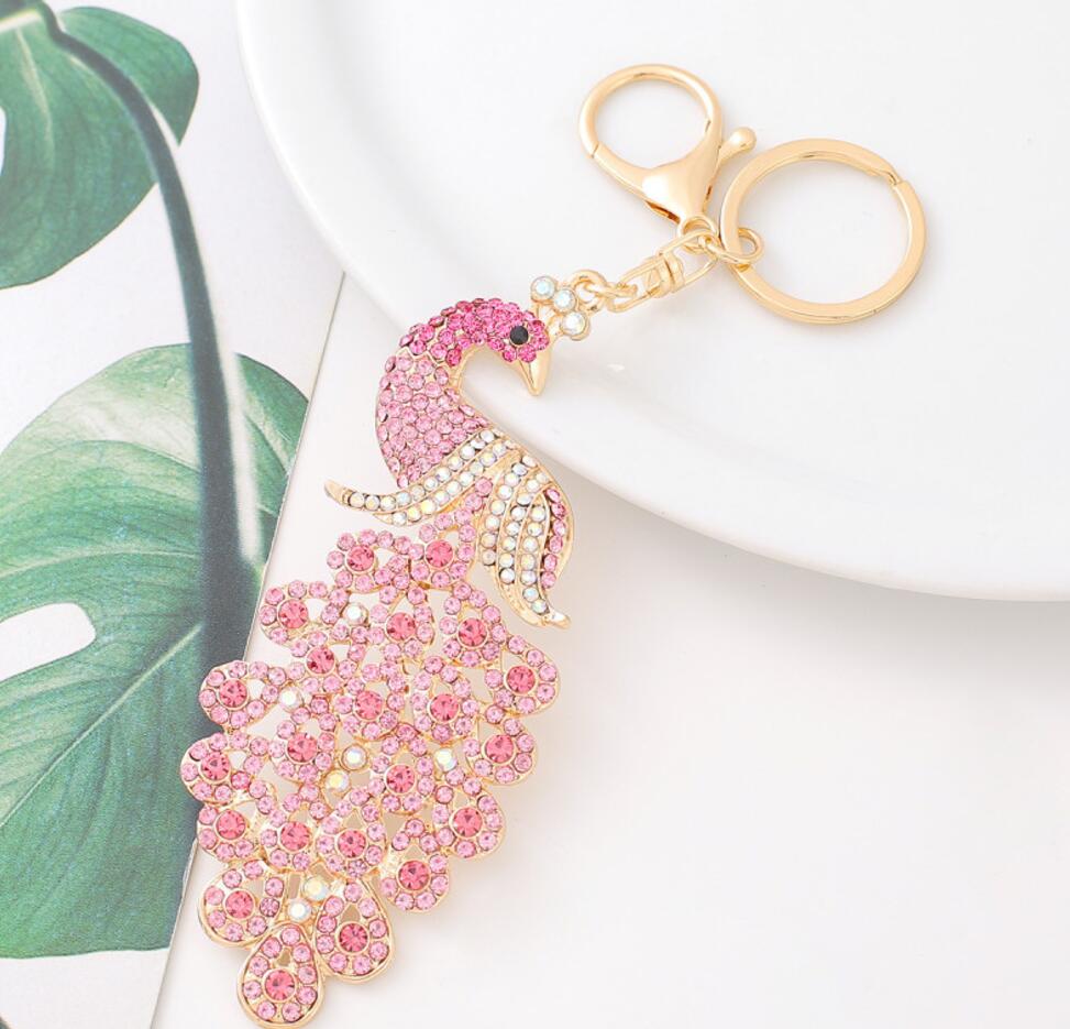 Rhinestone Peacock Keychain
