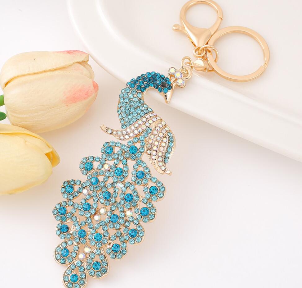 Rhinestone Peacock Keychain