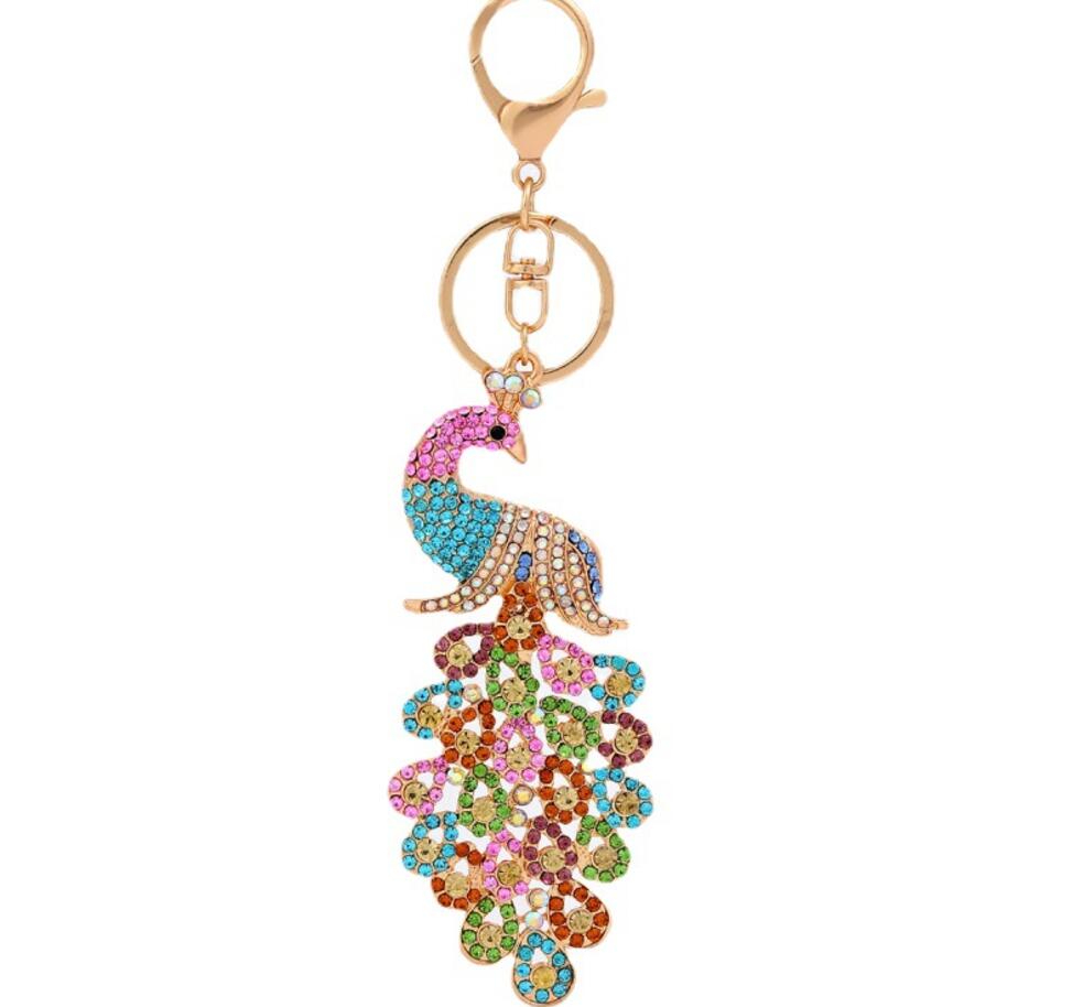 Rhinestone Peacock Keychain