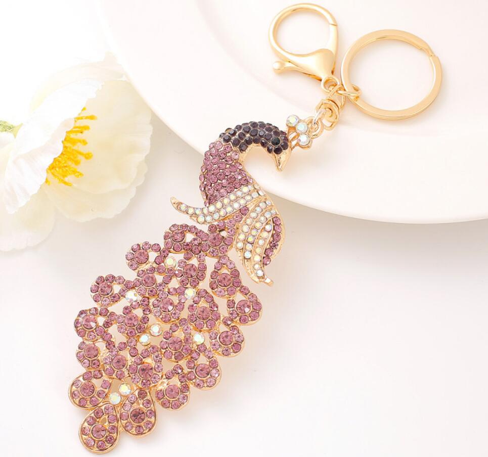 Rhinestone Peacock Keychain