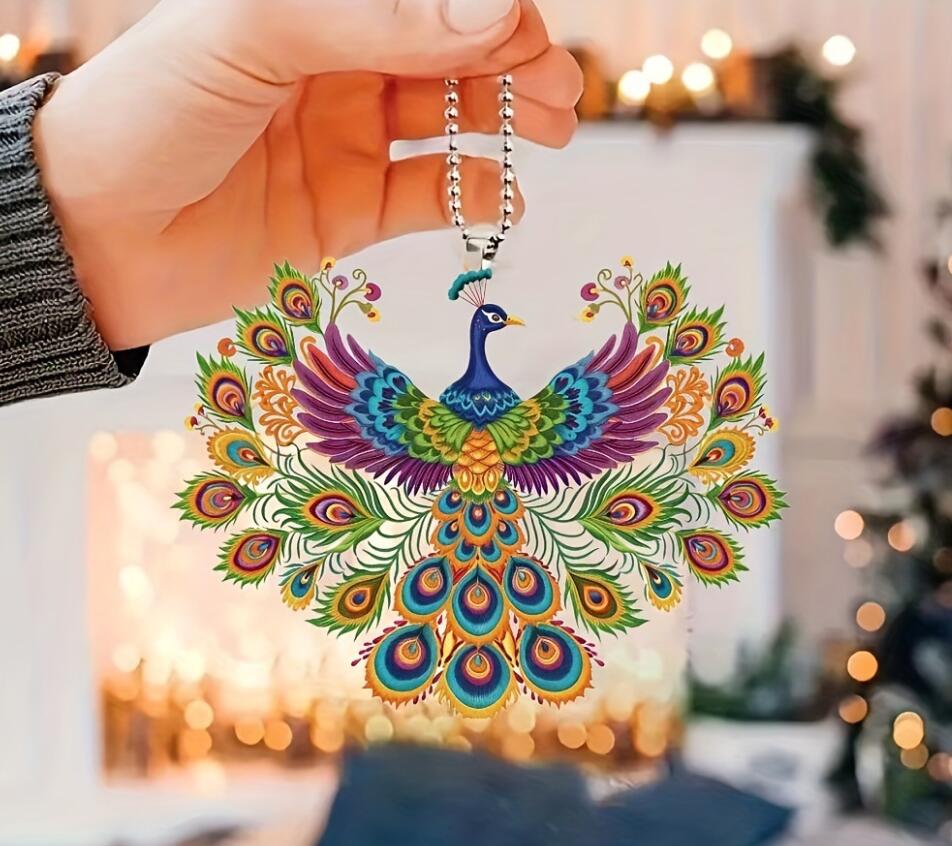 Peacock pattern acrylic keychain