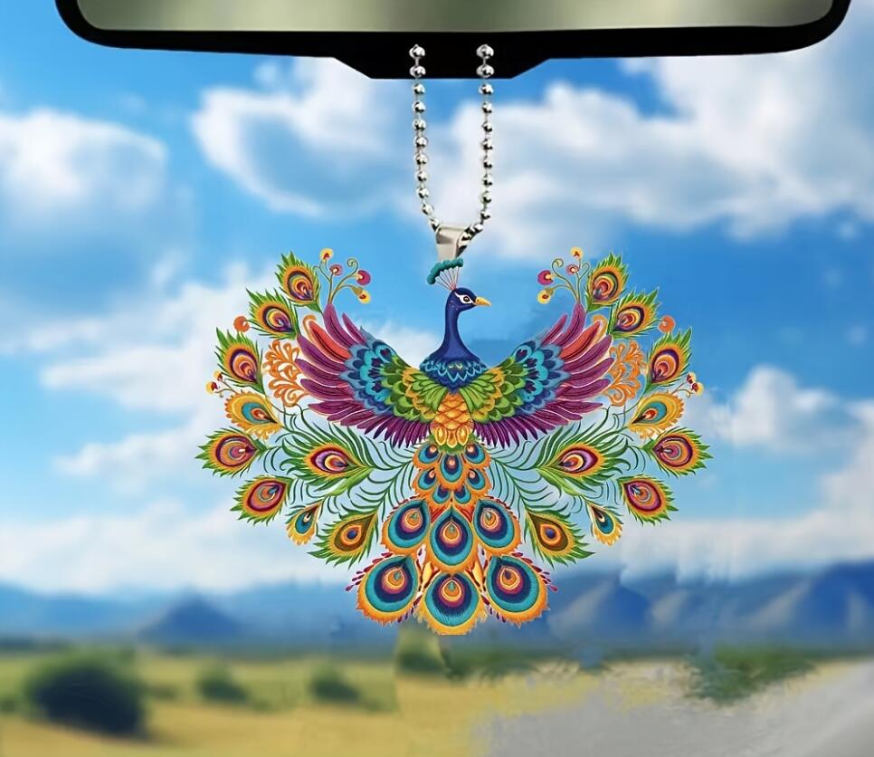 Peacock pattern acrylic keychain