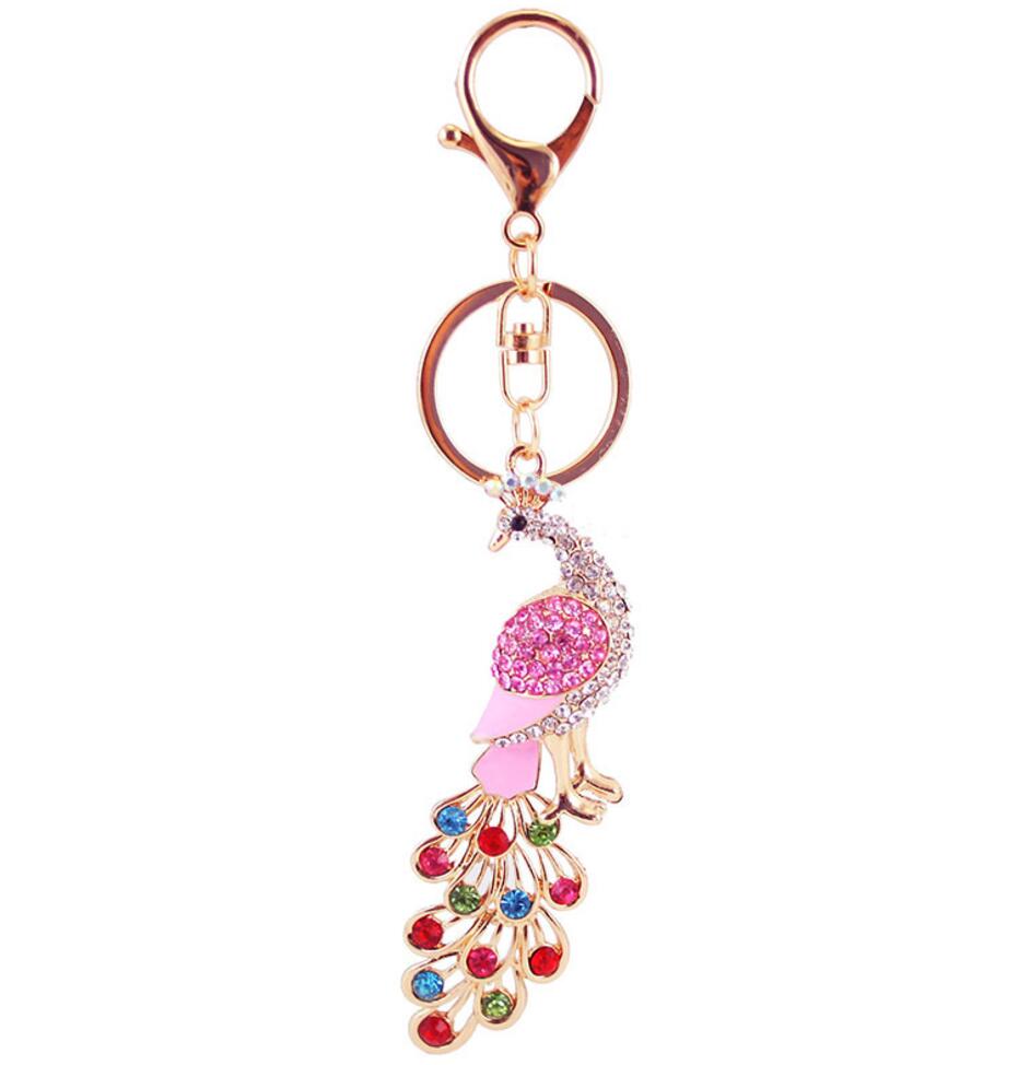 Peacock rhinestone keychain