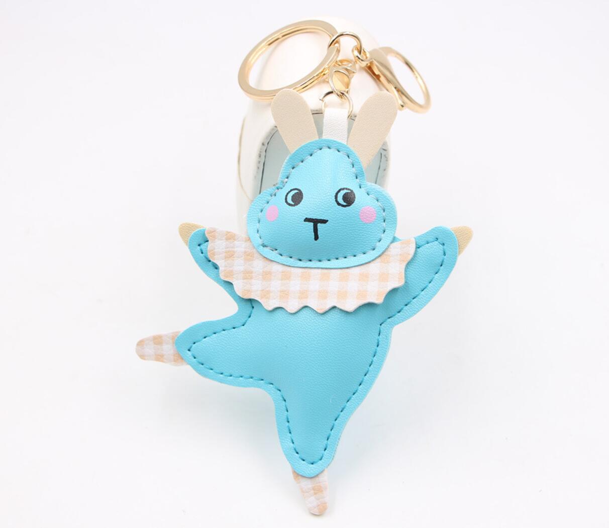 Leather keychain with dancing ballet bunny