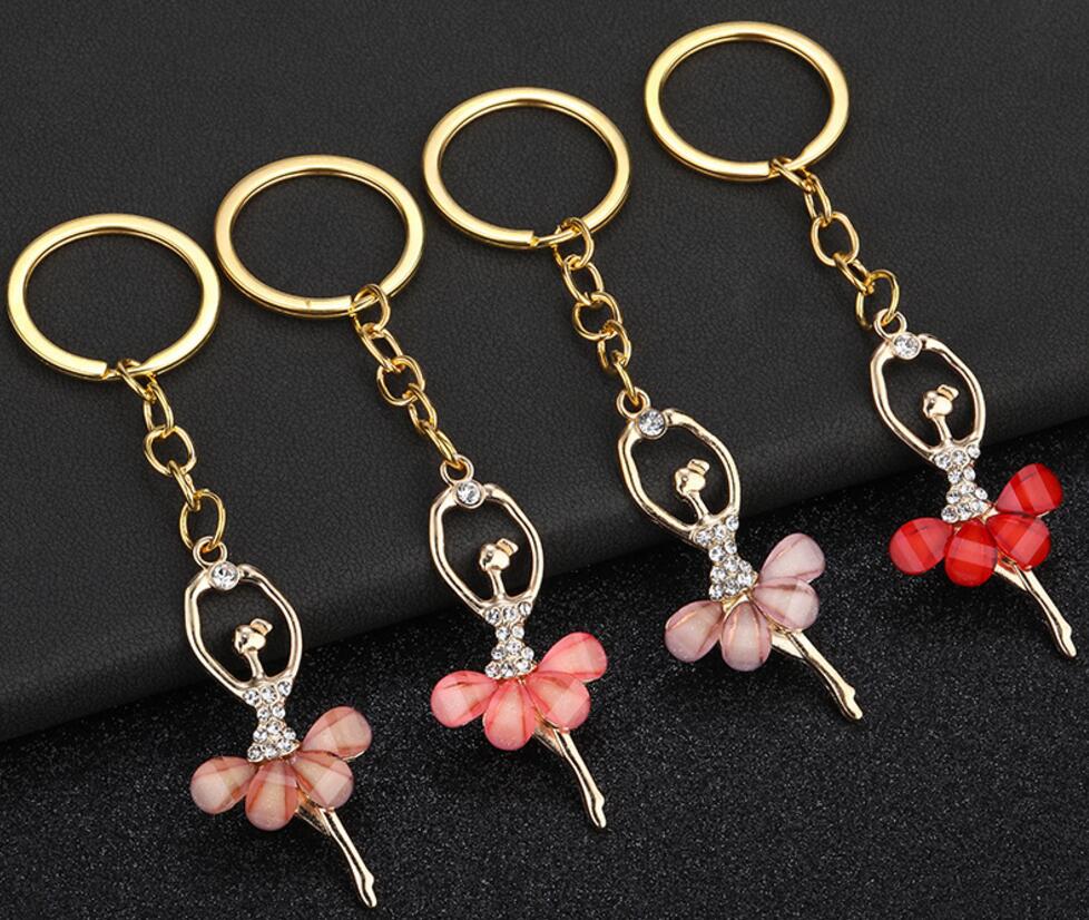 Ballet girl rhinestone keychain