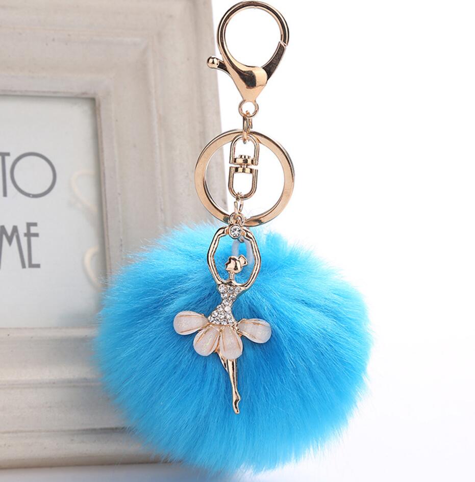 Ballet and pompom alloy keychain